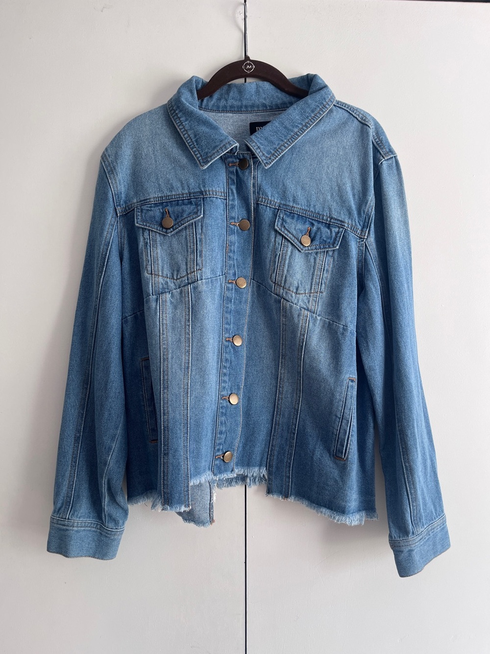 Glam Lips Graphic Denim Deconstructed Button-Front Jacket